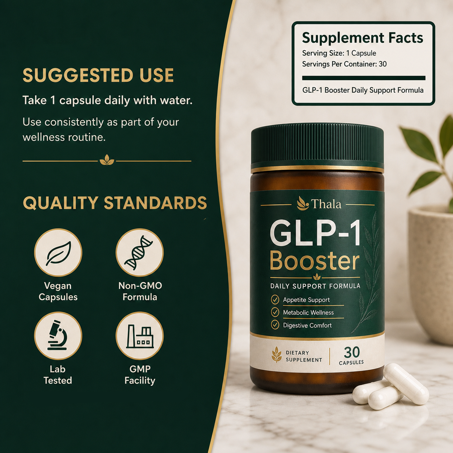 Thala GLP-1 Booster: Natural GLP-1 supplement for appetite control