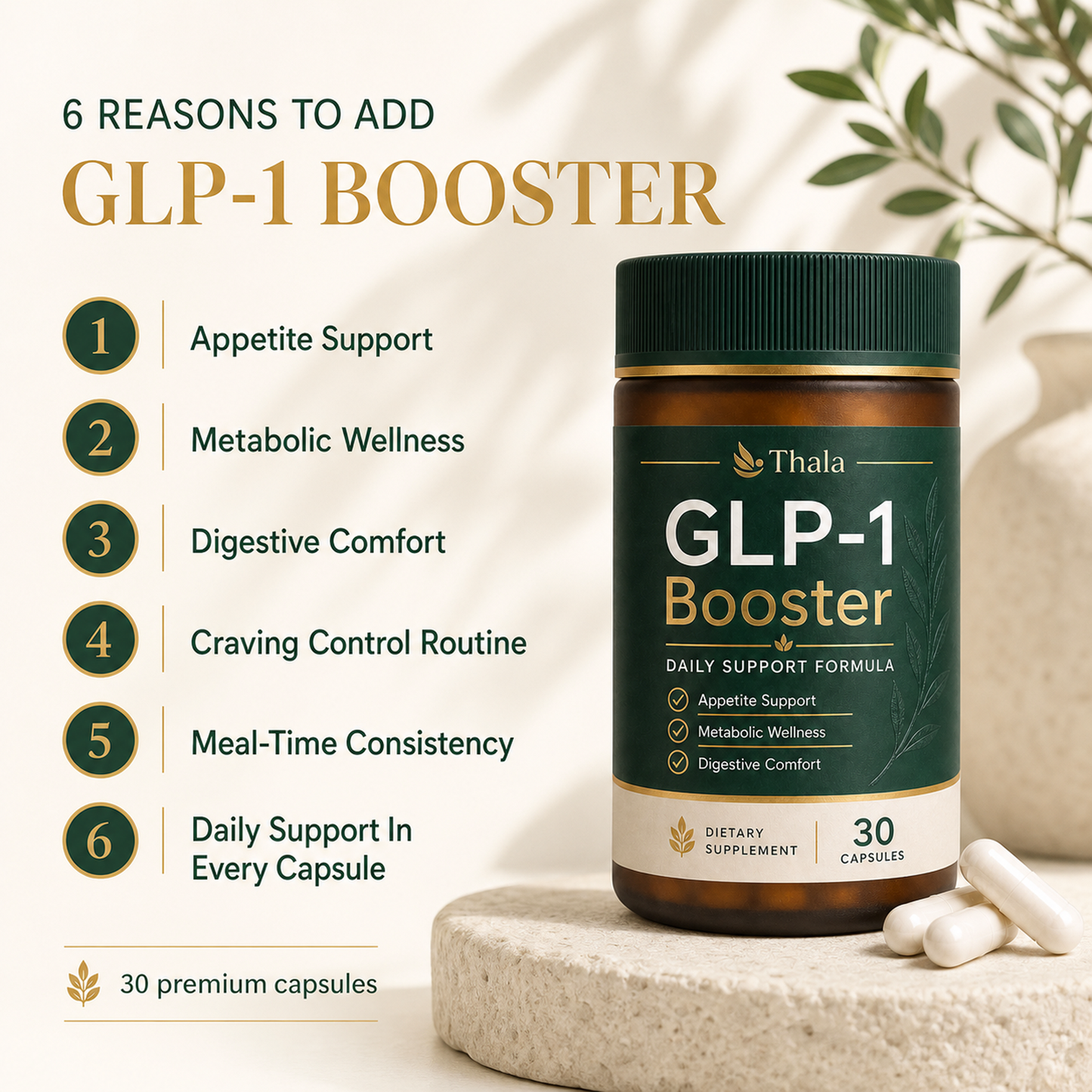 Thala GLP-1 Booster: Natural GLP-1 supplement for appetite control